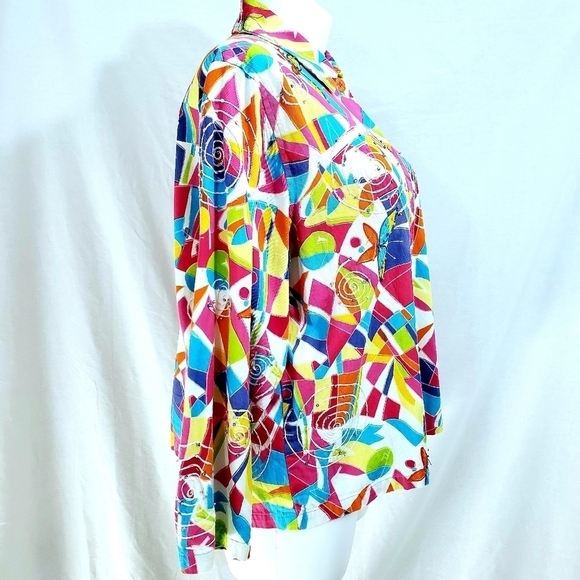 LifeStyle Colorful Butterfly Swirl Art Deco Blazer - Picture 4 of 9